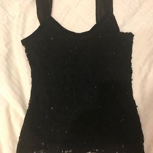 White House Black Market Sequin Black Camisole XS